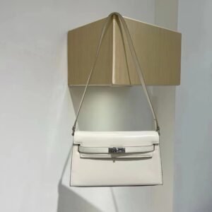 White kelly strap 25 cm plain leather